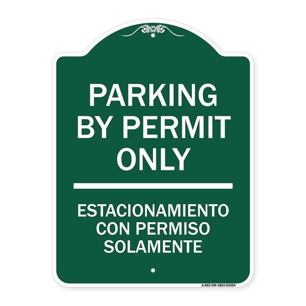 Parking by Permit Estacionamiento Con Permiso Solamente Heavy-Gauge Alum, 18" x 24", GW-1824-23454